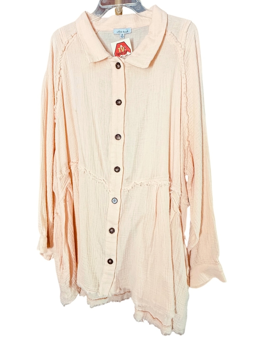 NWT White Birch Soft Peach Shacket w/ Peplum 3X